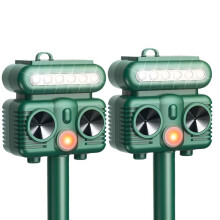 2PCS Ultrasonic Cat Dog Repellent Outdoor Waterproof Solar Animal Repellent Motion Detection for Deer Rabbit Mouse