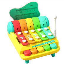 Juguetes de Piano para Niños Instrumentos de Percusión de Mano 2-en-1 Instrumento de Percusión Rompecabezas Cinco Tonos Mano Tapping Piano,C