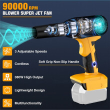 Jet Dry  Blower 90000 RPM Wind Speed 18V Battery Cordless Jet Fan for Leaf Blower Drying Cleaning for