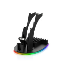 För PS5 Desktop Storage Stand Controller Stand med RGB-Lampor Hörlurar/Handtag/Fjärrkontroll/Skiva Desktop Storage Stand Svart