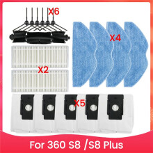 18PCS Vacuum Brush Dust Bag Filter and Mop Cloth Set for 360 S8 S8  Vacuum Cleaner Replacement Parts