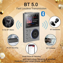 HiFi MP3 Player 5.0 Lossless Audio Player Digital Music Player Portable Audio Player Build in 16G Card Gray