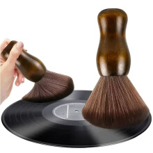 Brosse de Nettoyage Antistatique en Bois Massif pour Platine Vinyle LP CD, Clavier D'Ordinateur, Accessoires de Balayage en Fourrure Douce