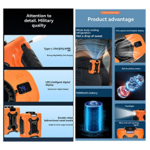 Portable Waist Fan 10000mAh Rechargeable Neck & Clip Fan with Strong Wind Ideal for Outdoor, Camping, Lighting B
