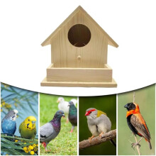 Bird Houses for Outside Hangable Wooden Bird Feeder Box with Pole Pet Cottage for Hummingbirds Cardinal Birds Outdoor