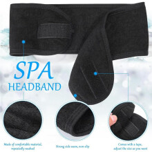30 Pack Spa Headband Facial Esthetician Hair Wrap for Women Adjustable Makeup Sports Shower Stretch Towel Black