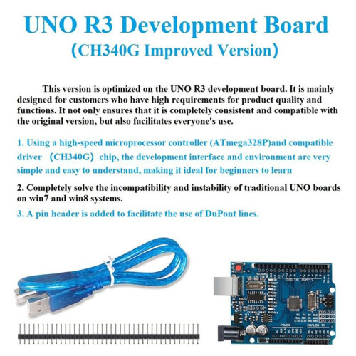 R3 Motherboard MCU Development Board Module with USB Cable and 2.54mm Straight Pin Header 328PB Chip 2