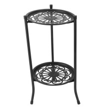Double Layer Iron Plant Stand 50cm Flower Rack for Balcony Garden Black