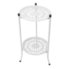 Double Layer Iron Plant Stand 50cm, White, Multi-Purpose Flower Rack