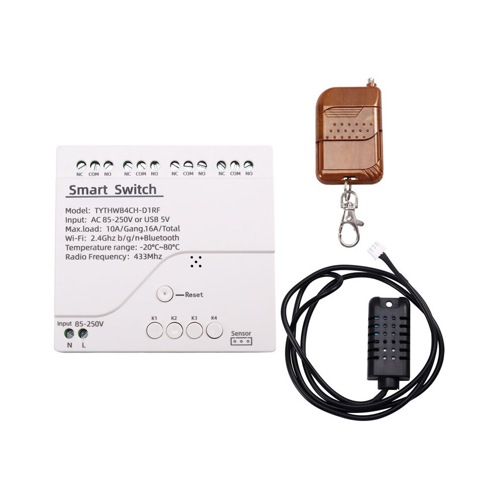 Tuya Wifi Temperature Humidity Sensor Monitor Ac 85-250V Wireless With Rf Remote Controller 4711724350802