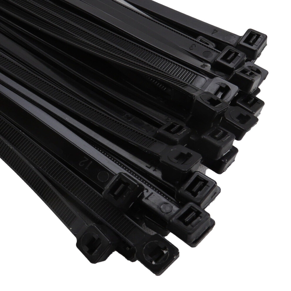 Entie Black Cable Ties 7.6Mm X 300Mm Nylon 66 Ul Approved [50 Pack] 5054338124346