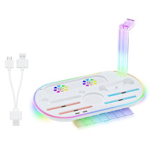 For 2 Multi-Function Dock NS2 Controller Charging Stand with RGB Lighting Cooling Charging Storage White