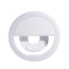 Rechargeable LED Selfie Ring Light with 3-Level Adjustable Brightness Portable Mobile Phone Lens Selfie Lamp White