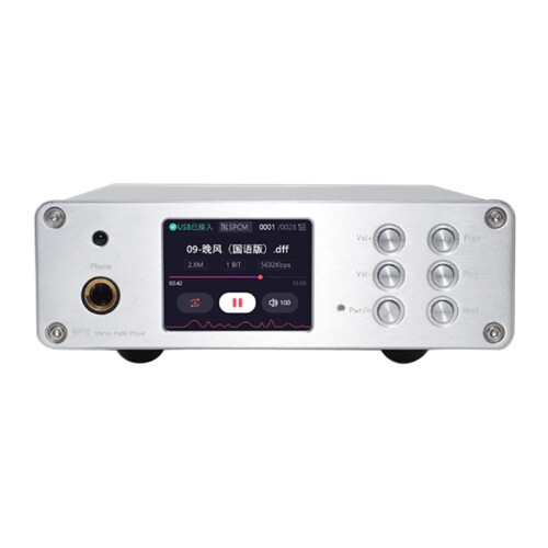 DA10 USB Decoder Dual-Core ES9038 DSD512  5.1 HIFI Audiophile DAC Earphone Amplifier 6.5mm Jack Silver