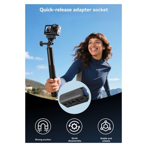 TELESIN Magnetic Two Claw Adapter for  OSMO Action 3/4/5 Pro - Versatile Camera Mounting Solution for Enhanced Filming