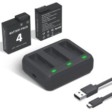 Battery Charger Pack for OSMO Action 3/4, 2-Pack 1800mAh for Osmo Action 4 Batteries, 3-Channel Charger Kit