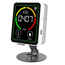 MT03 3 in 1 Air Quality Monitor with Stand CO2 Temperature Humidity Tester CO2 Detector Carbon Dioxide Detector White