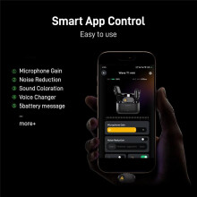 Wireless Lapel Microphone with Noise Cancellation App Setting for Audio Video Recording for Interface