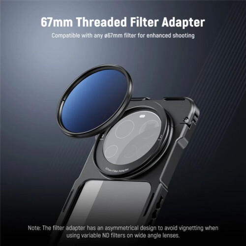 Phone Cage Kit for  15 Ultra 17mm Threaded Lens Backplate 67mm Threaded Filter Adapter Black 2