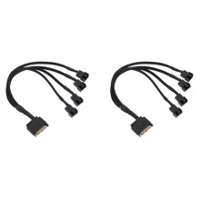 2X Cooling Fan Adapter Cable, 15 Pin to 4 x 3 Pin / 4 Pin PMW 12V PC Case Fan Power Adapter Cable to 15 Pin