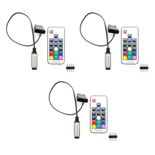 3X Computer Fan Lighting Effect Controller,5V 3-Pin/12V 4-Pin RGB Equipment Wire Control/Remote Controller with /Off