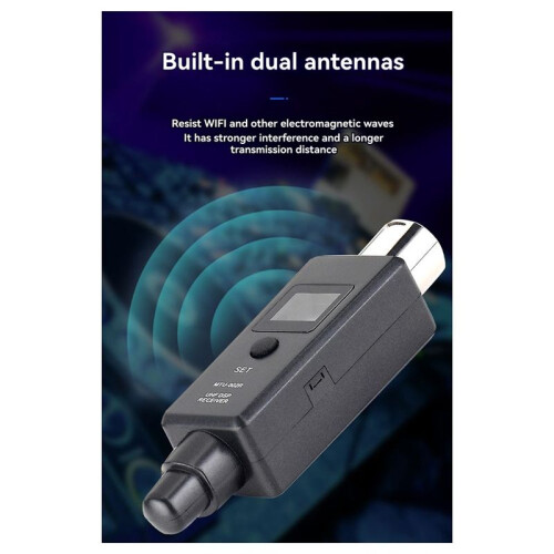 Rechargeable Dynamic Mic Wireless System UHF DSP Transmitter Receiver Mic/ Two Modes for Mixers Recorders Speakers 2