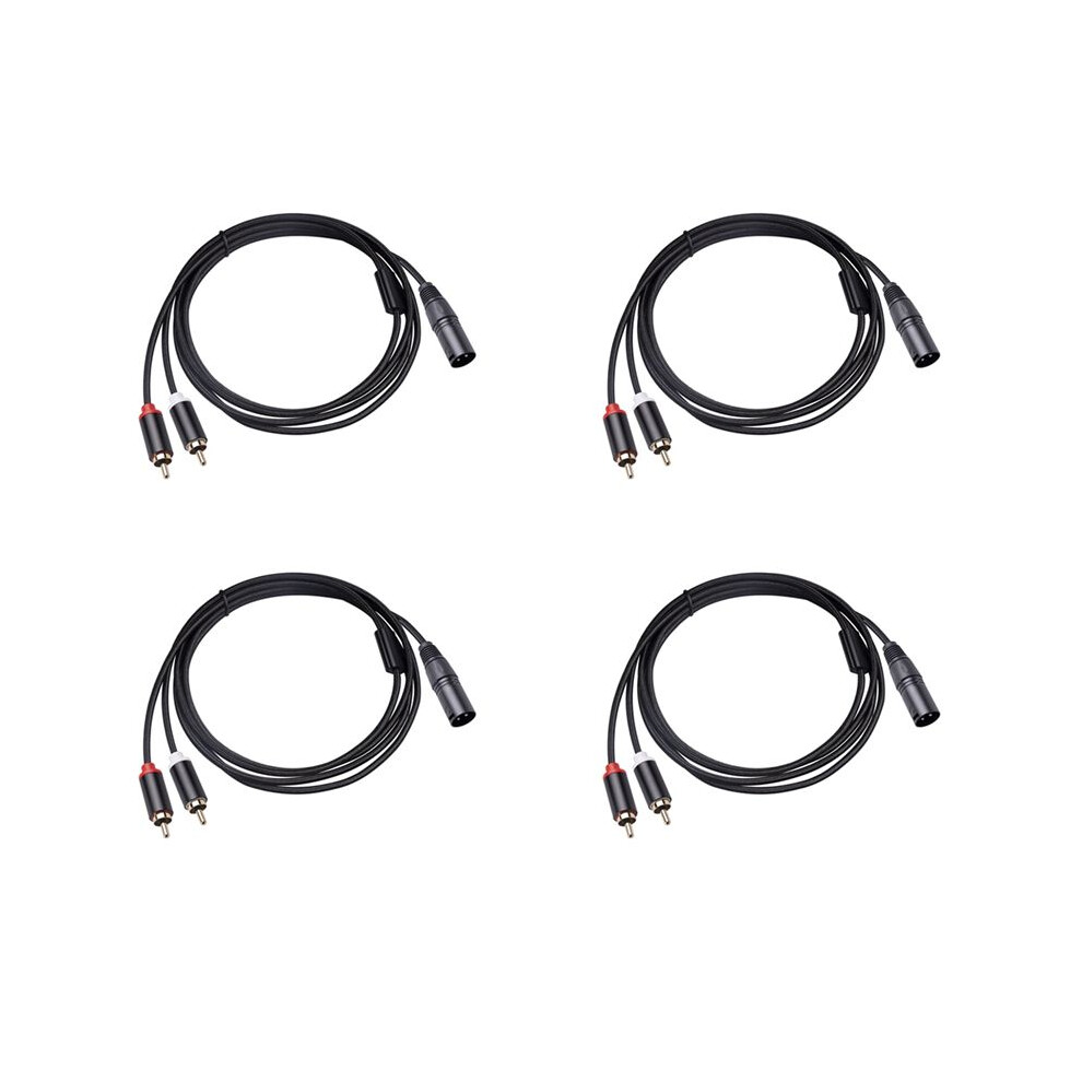 4X Xlr To Dual Rca Audio Cable A1 Xlr Male 3 Pin To Dual Rca Male Plug Stereo Audio Amplifier Mixing Plug Av Cable 1M 4713250822884