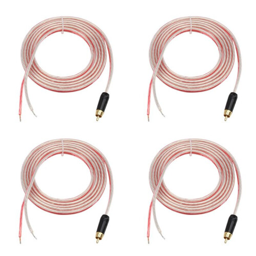 4X Replacement Repair Speaker Bare Wire Cable 5Ft with RCA Plug to Stripped Ends
