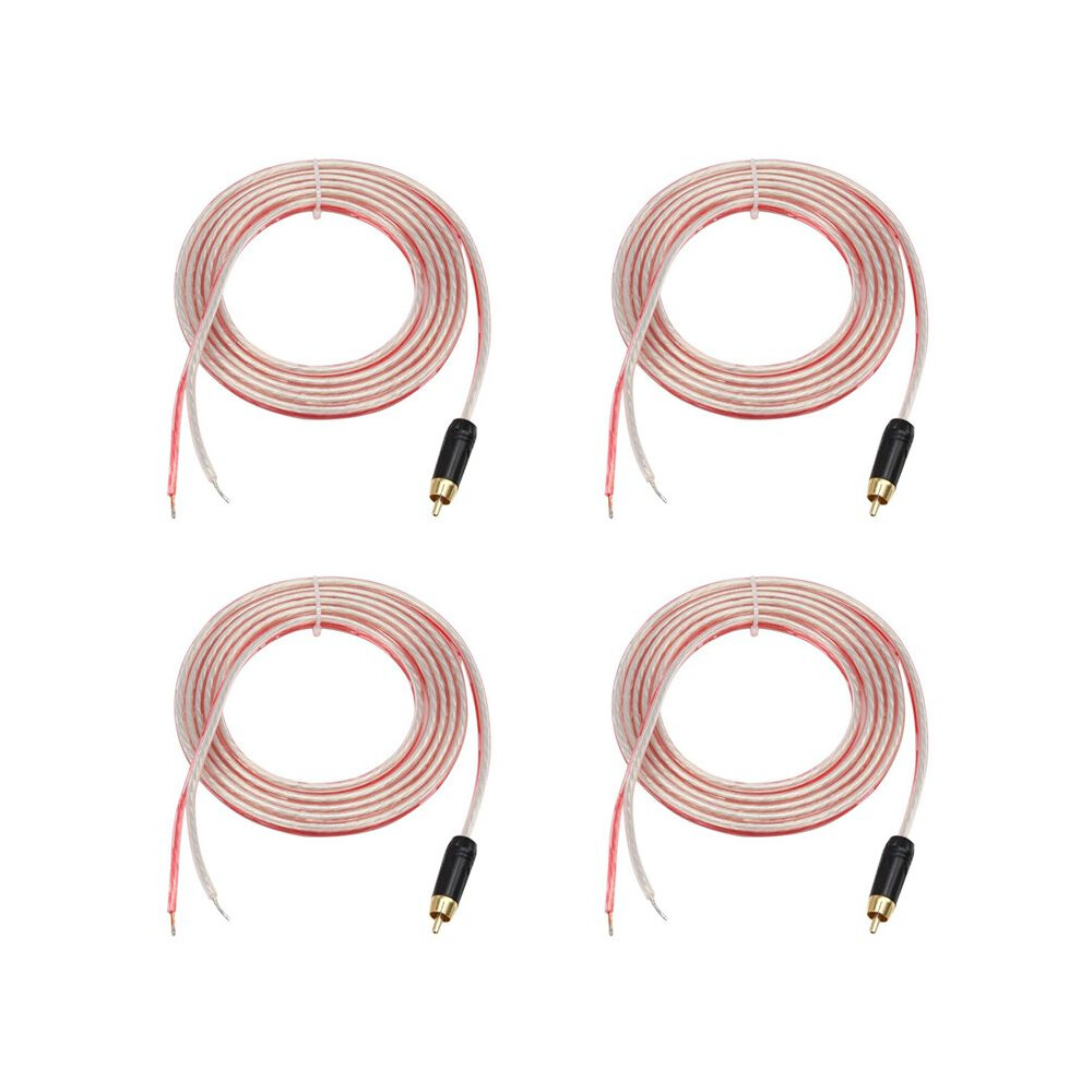 4X Replacement Repair Speaker Bare Wire Cable 5Ft With Rca Plug To Stripped Ends 6032132100666
