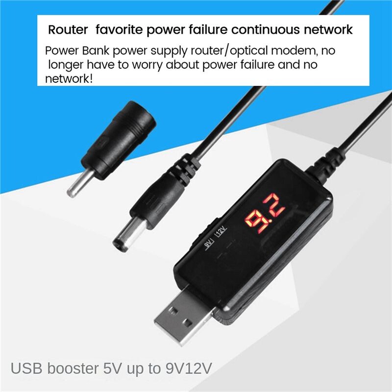 2X USB 5V to 9V 12V Power Cable for Route Charge WIFI Adapter Wire USB ...