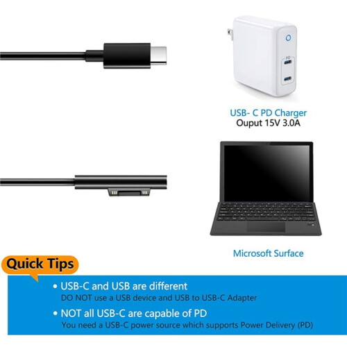 3X for Surface Connect to USB C Charging Cable Compatible for Surface Pro 3/4/5/6/7, Surface Laptop 3/2/1,Surface Go 2