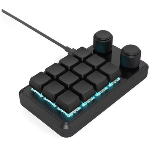 Programming Macro Custom Wired Keyboard RGB 12 Key Copy Paste Button  Gaming Keypad Hotswap Macropad Black