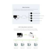 Waveshare Convertidor RS232 una RS485 Tipo Riel Industrial 300-115200Bps Aislamiento Digital Activo Amplio Voltaje