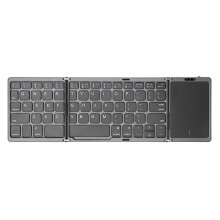 B089T Portable Folding Keyboard with Trackpad Rechargeable Wireless Keyboard for IOS and Windows,Gray