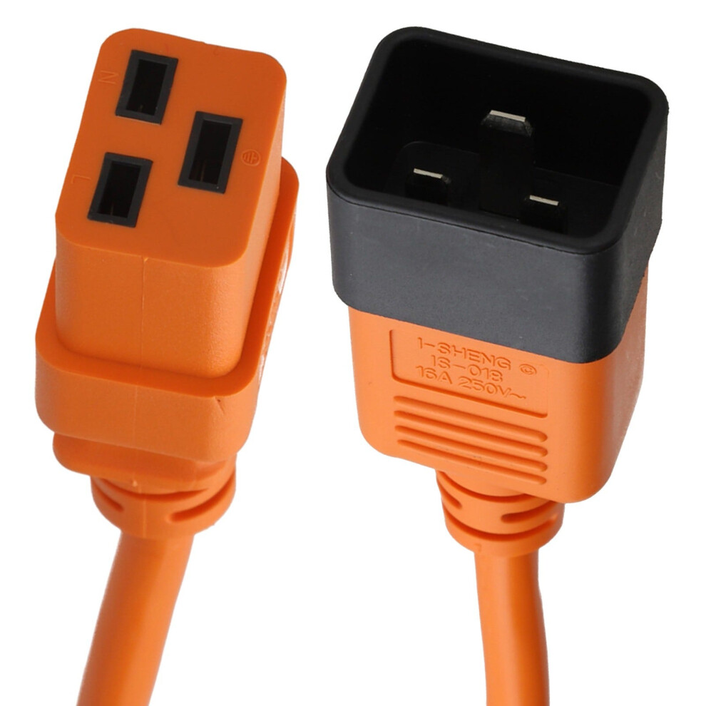 Kenable C19 Plug To C20 Socket Server/Ups Extension Cable 16A 250V 0.5M 50Cm Orange