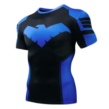 (Spiderman 4,3XL)Batman 3d Print Gym Tshirt Men Fitness Tee Compression Tops