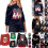 (Black Four,3XL)Damen Weihnachtspullover Pulli lockeres Sweatshirt Damen Weihnachtskleid Tops Bluse 3