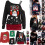 (Black Four,3XL)Damen Weihnachtspullover Pulli lockeres Sweatshirt Damen Weihnachtskleid Tops Bluse 7