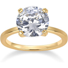 (5.5, Yellow Gold) HKEDES 18K Sterling Silver Gold Round Cut Solitare 1.5 CT Moissanite Engagement Rings for Women