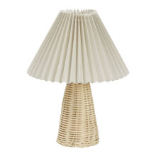 Illuminazione calda e soffusa, fascino vintage, lampada da tavolo plissettata, lampada compatta, lampada da comodino moderna, base in rattan,