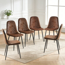 (Brown, 6) 2/4/6x Dining Chairs metal Legs Home office