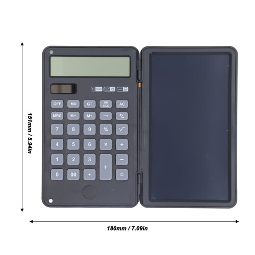 Foldable Electronic Handwriting Calculator 12-Digit Black with CR2025 Battery 1