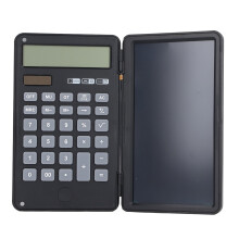 Foldable Electronic Handwriting Calculator 12-Digit Black with CR2025 Battery