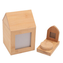 Wood Pet Urn House Shape Large Memorial Box for Cat Dog Ashes