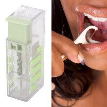 Dental Floss Dispenser Auto Popping Travel Case 10 Floss Picks Matcha Green