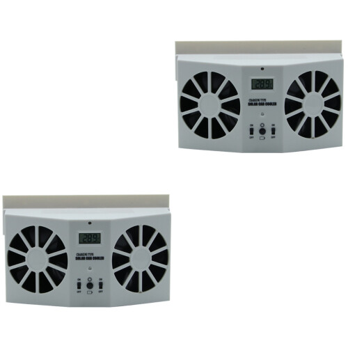 2Stk Solar Lüfter Weiß Mit Doppelventilator Für Effektive Autolüftung 2