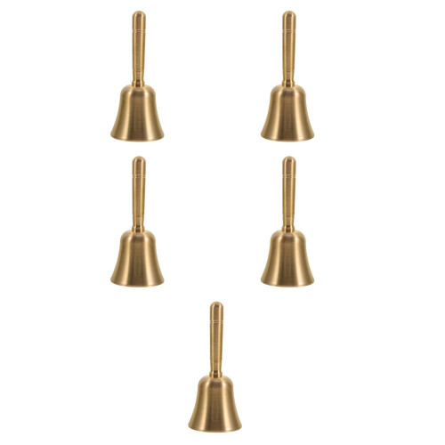 5Pcs Golden Loud Hand Bells for Dinner Call Service Bell Kitchen Use
