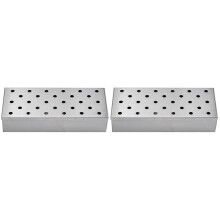 2Stk Edelstahl Smoke Box Bbq Raucherbox Für Camping Grill Silber
