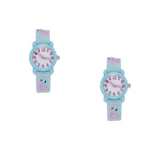 2Stk Kinderuhr Flamingo Himmelblau