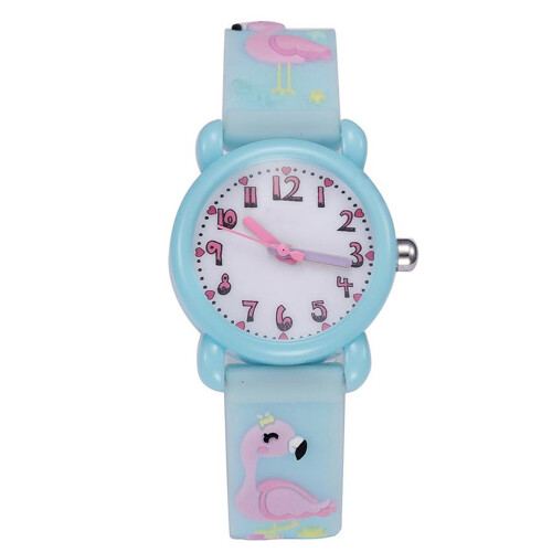 2Stk Kinderuhr Flamingo Himmelblau 1